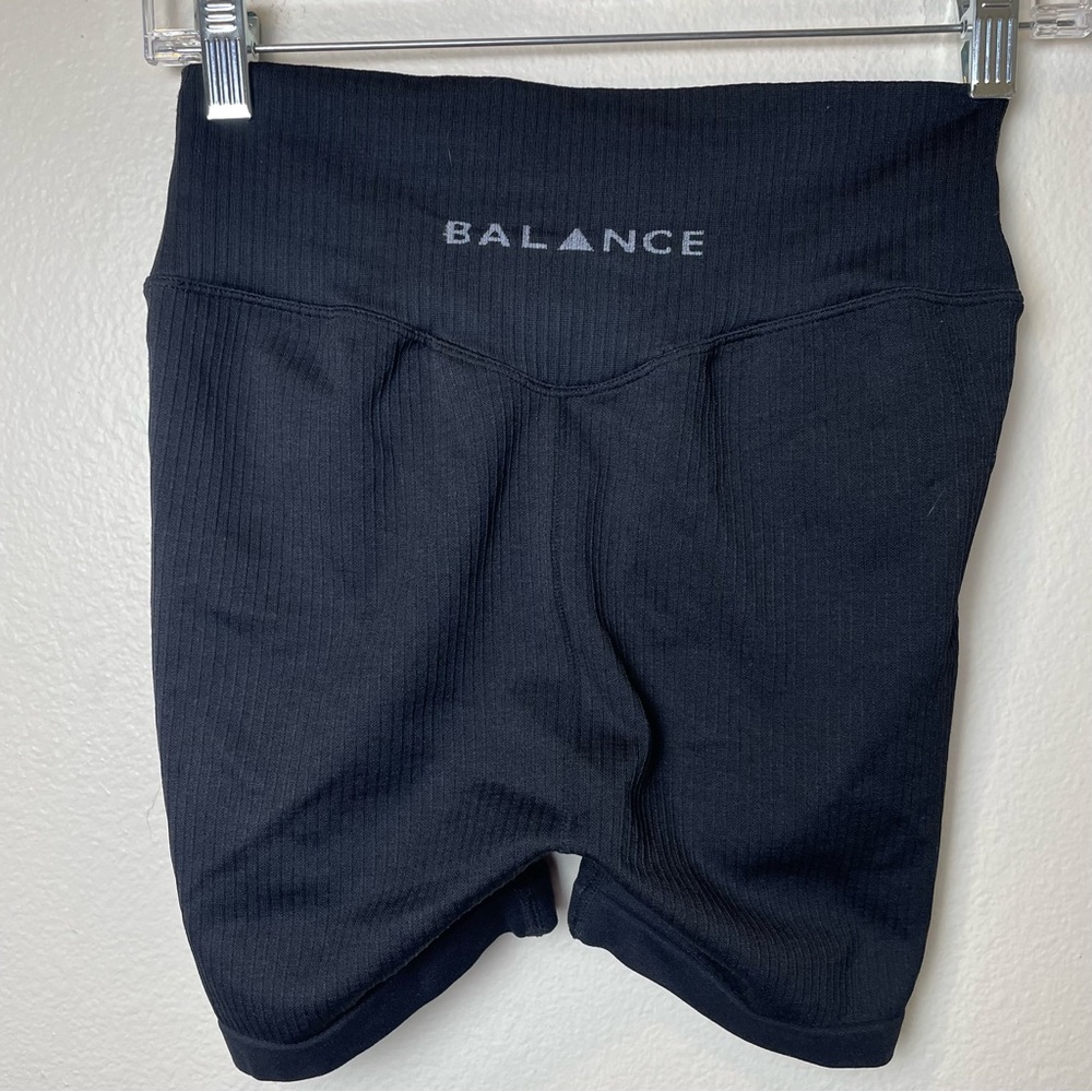 Balance Athletica Black Ribbed High-Waist Athletic Shorts